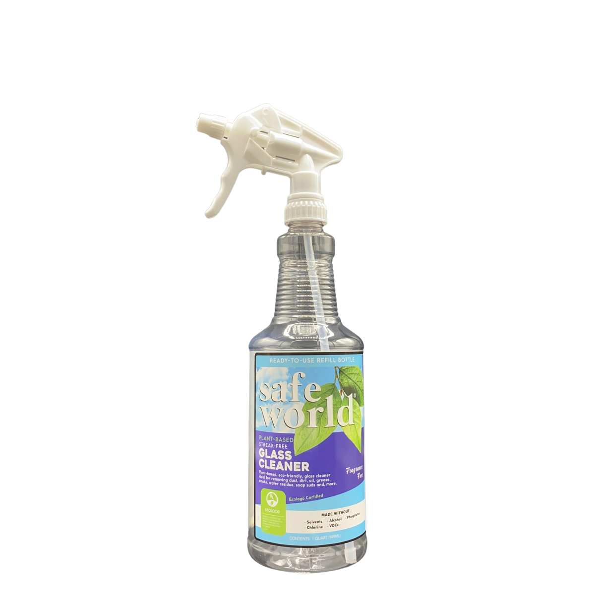 Plant-Based Glass Cleaner (Blue): Spray Bottle